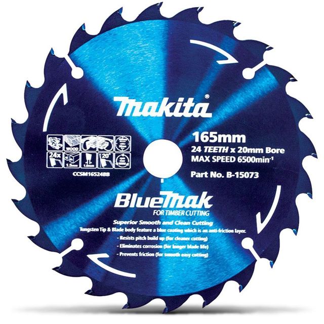 Makita Saw Blade BlueMak 165 x 20mm bore x 24T