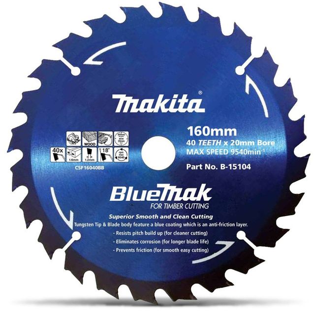 Makita Saw Blade BlueMak 160 x 20mm bore x 40T