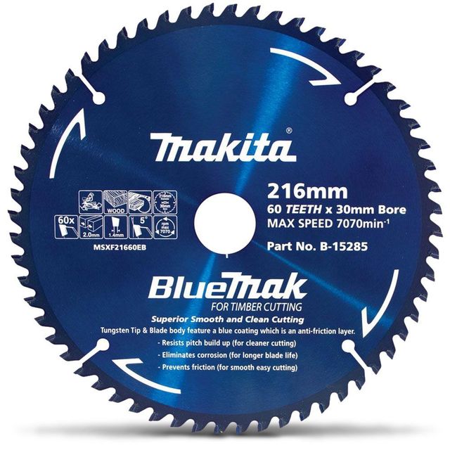 Makita 216mm 60T Tct Circular Saw Blade For Wood Cutting - Mitre Saws - Bluemak