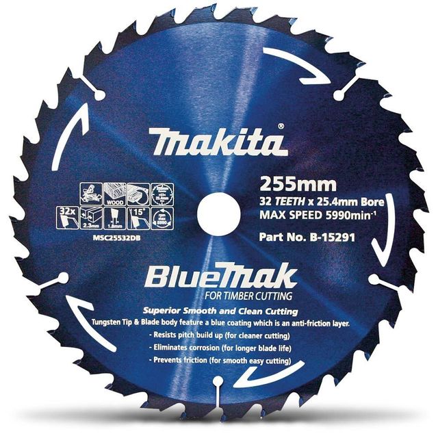Makita Saw Blade BlueMak 255 x 25.4mm bore x 32T
