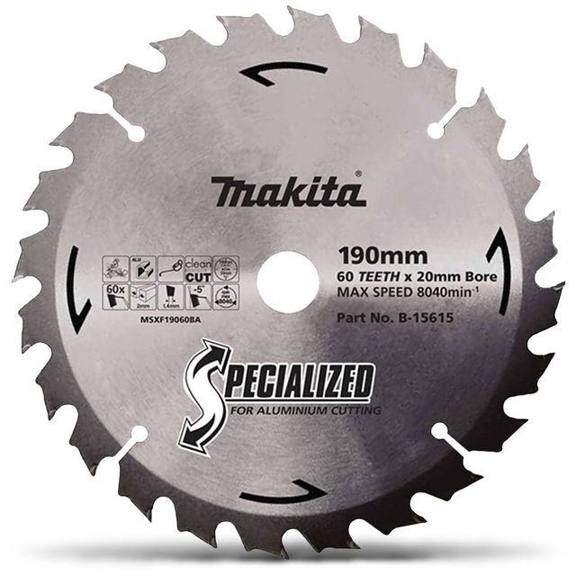 Makita 190mm 60T Tct Circular Saw Blade For Aluminium Cutting - Mitre Saws - Specialized
