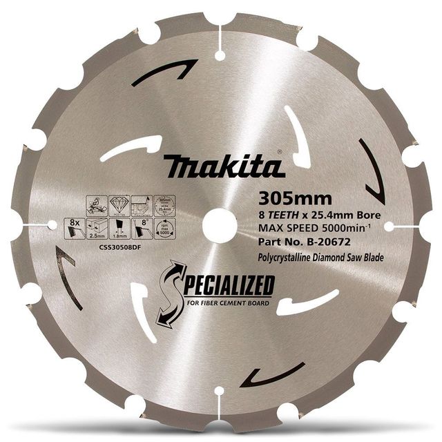 Makita 305mm 8T Pcd Circular Saw Blade For Fibre Cement Cutting - Specialized