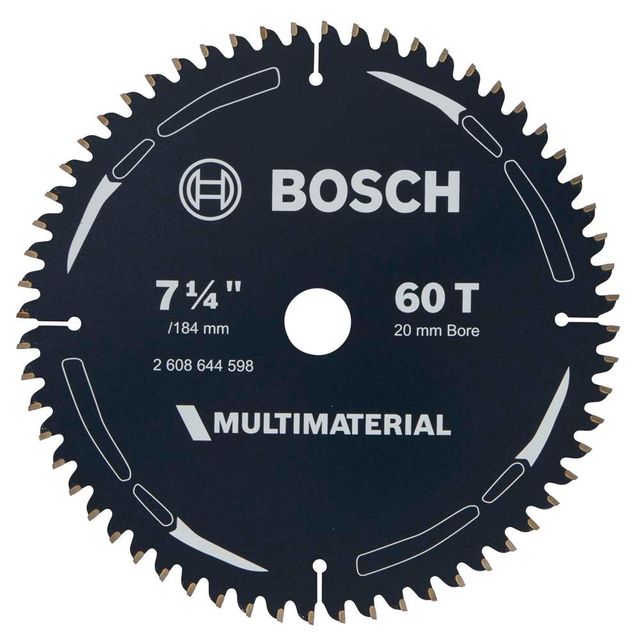 BOSCH 184mm 60T TCT Circular Saw Blade for Multi-Purpose Cutting - MULTIMATERIAL