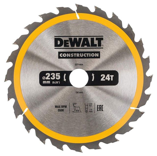DeWALT Construction Circ Saw Blade 235mm x 24T