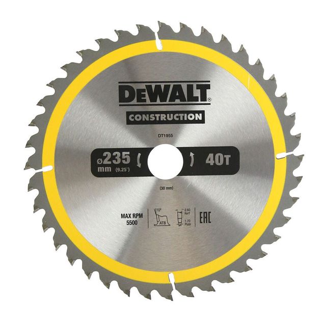 DeWALT Construction Circular Saw Blade 40T 235mm