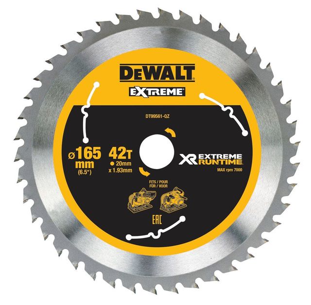 DeWALT Extreme Runtime Circular Saw Blade 165mm 42T