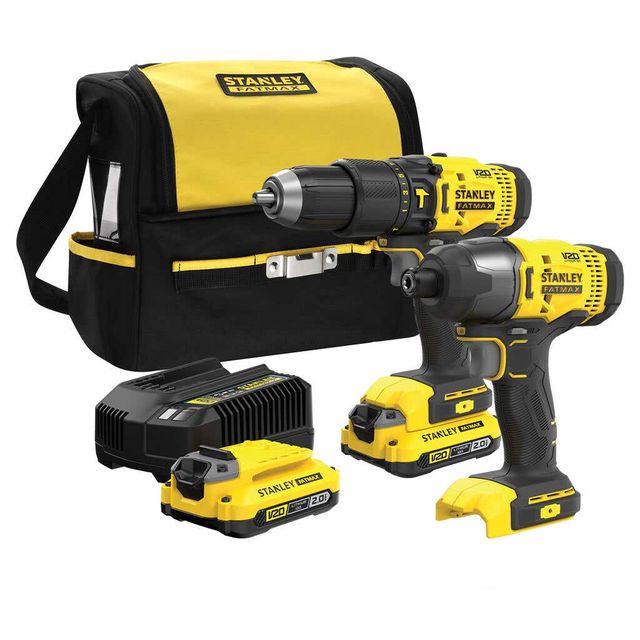 Stanley FatMax V20 Hammer Drill & Impact Driver Kit SFMCK465D2S-XE