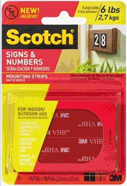 Scotch Signs & Numbers Double Sided Mounting Tape Strips 25mm x 7.6m