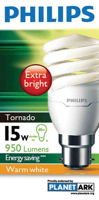 Philips Tornado Globe CFL 15W BC Warm White