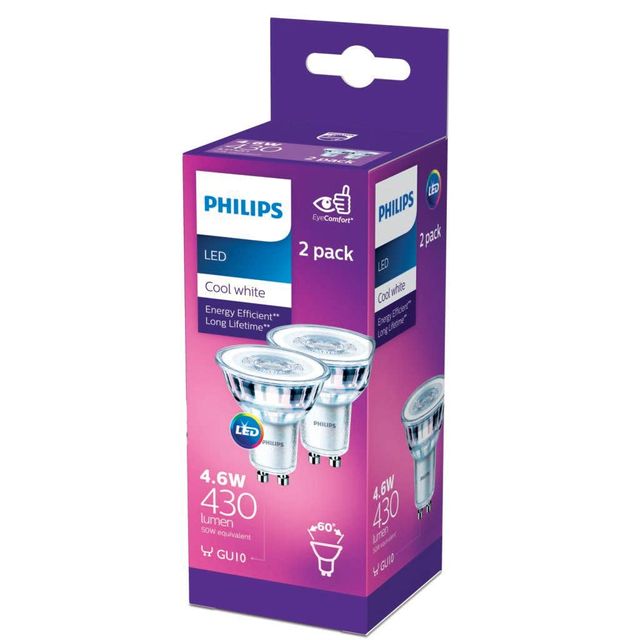 Philips LED Downlight MR16 4.6W 430lm Classic Cool White - 2 Pack