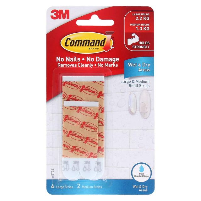 Command Wet Area Strips Medium and Large - 6 Pack