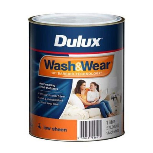 Dulux Wash & Wear Interior Low Sheen Vivid White 1L