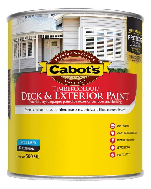 Cabot's Timbercolour Deck & Exterior Paint Low Sheen Extra Bright 500Ml