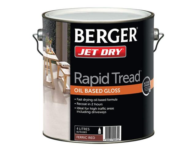 Berger Jet Dry Rapid Tread Oil Based Gloss Ferric Red 4L