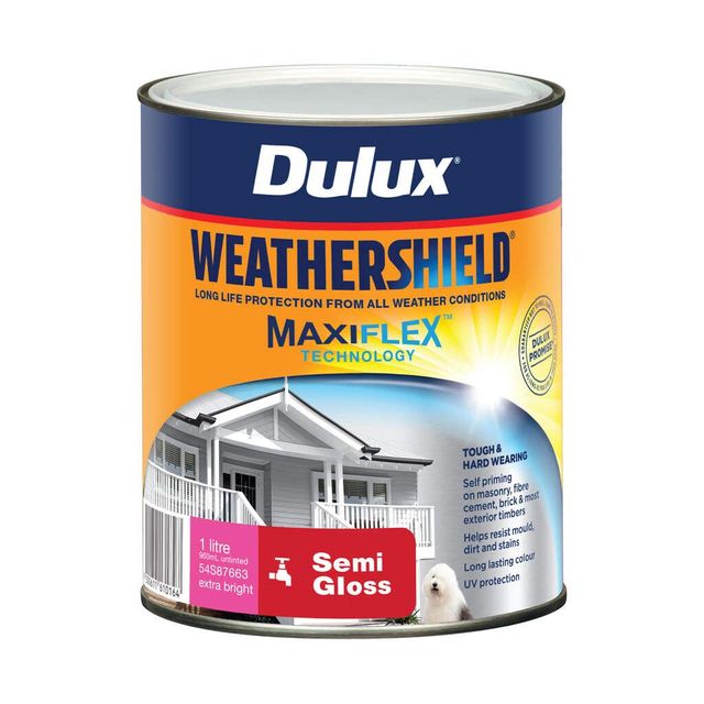 Dulux Weathershield Exterior Semi Gloss Extra Bright Base 1L