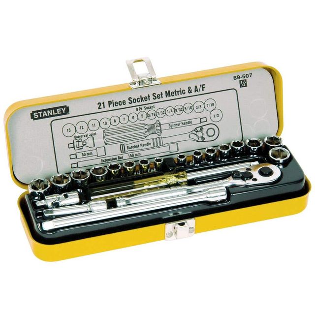 Stanley Drive Metric & Across Flats Socket Set 1/4" - 21 Piece