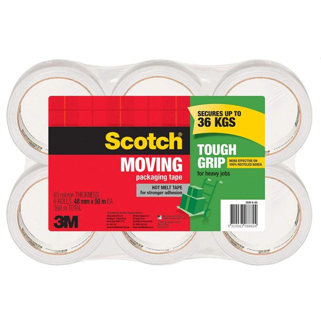 Scotch Tough Grip Packaging Tape 48mm x 50m - 6 Pack