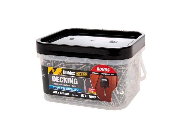 Buildex Decking Screw Type 17 Star Stainless Steel 8G x 50mm - Box of 1500