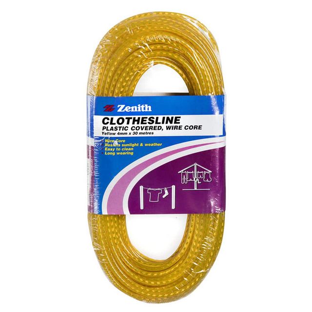Zenith Clothesline Wire Core Yellow 4mm x 30m