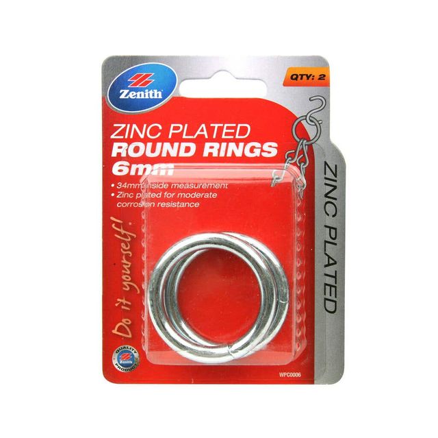 Zenith Round Ring Zinc Plated 34 x 6mm - 2 Pack