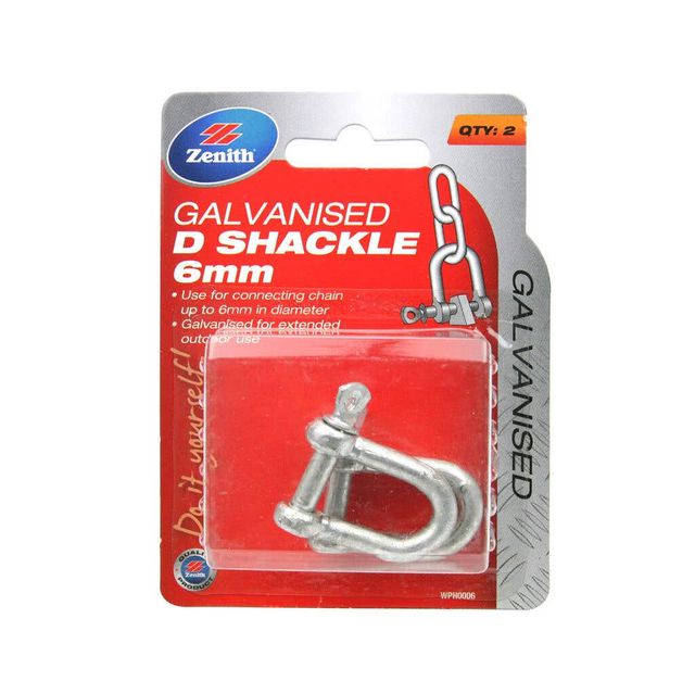 Zenith D-Shackle Galvanised 6mm - 1 Pack