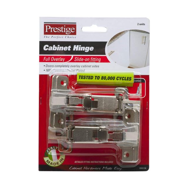 Prestige Cabinet Hinge Slide On Fitting Half Overlay Nickel Plated F/o - 2 Pack