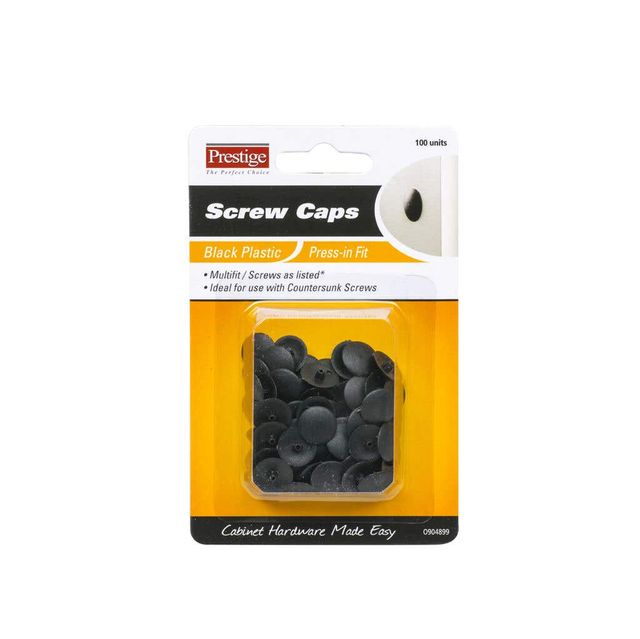 Prestige Press-in Screw Caps Black - 100 Pack