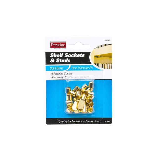 Prestige Flat Shelf Supports Solid Brass - 12 Pack