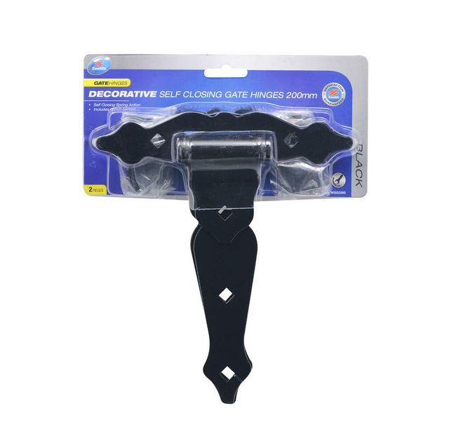 Zenith Decorative Gate Hinges Black 200mm - 2 Pack