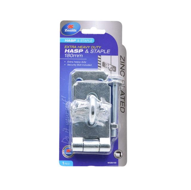 Zenith Heavy Duty Hasp & Staple Zinc Plated 180mm - 1 Pack