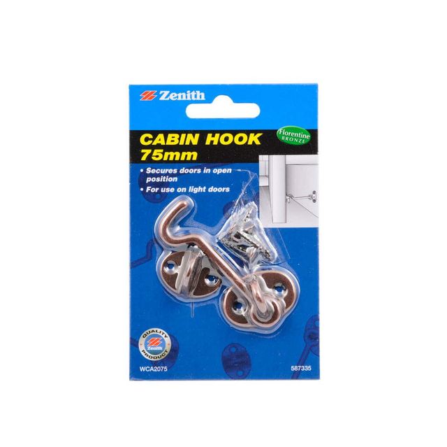 Zenith Cabin Hook Florentine Bronze 75mm - 1 Pack