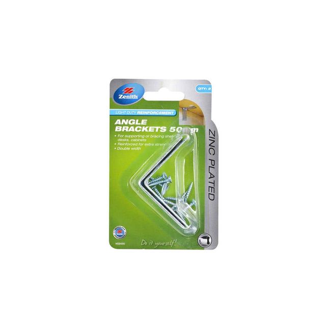 Zenith Angle Bracket Zinc Plated 50 x 50 x 35 - 2 Pack