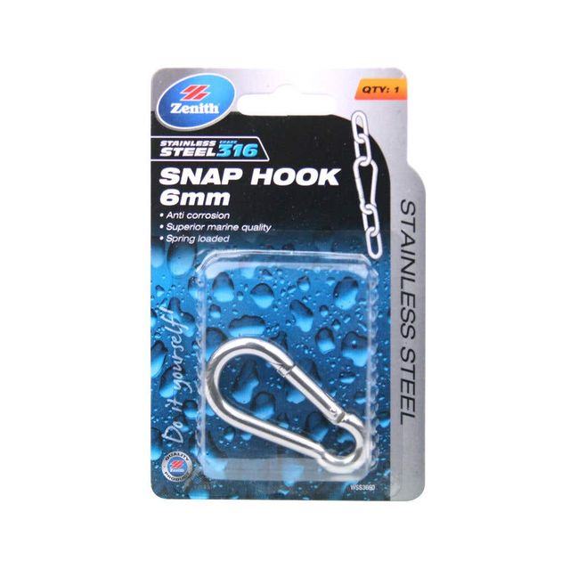 Zenith Snap Hook Stainless Steel 60 x 6mm - 1 Pack