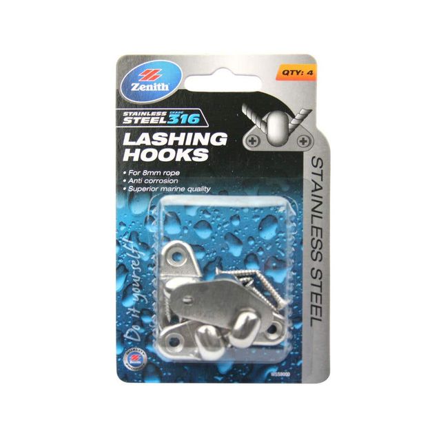 Zenith Lashing Hook Stainless Steel - 4 Pack