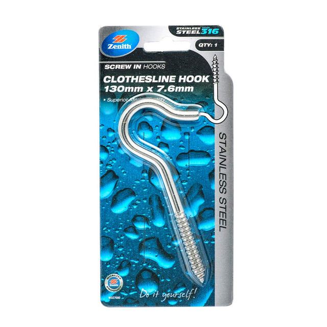 Zenith Clothesline Hook Stainless Steel - 1 Pack