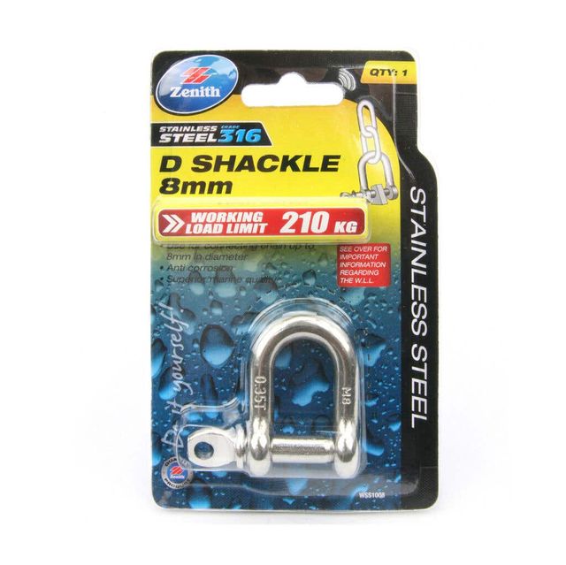 Zenith D-Shackle Stainless Steel 8mm - 1 Pack