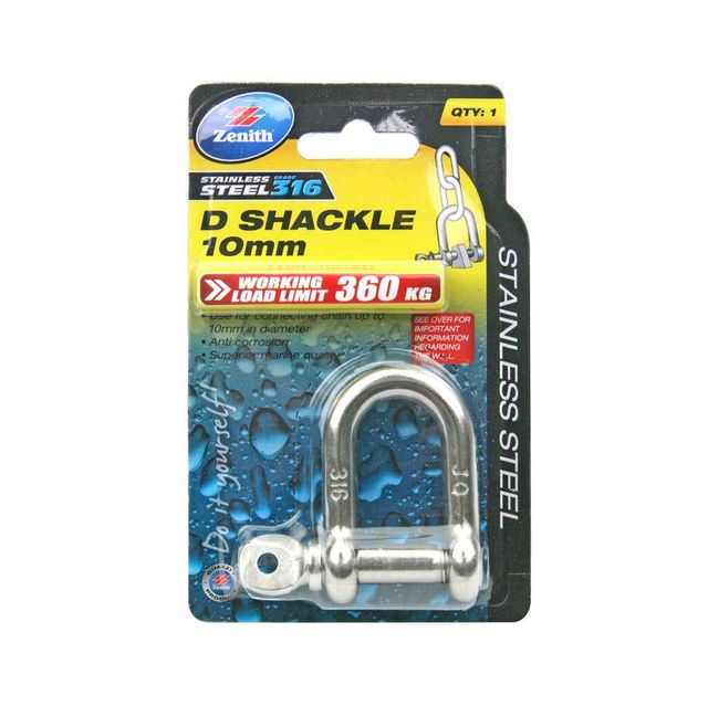 Zenith D-Shackle Stainless Steel 10mm - 1 Pack