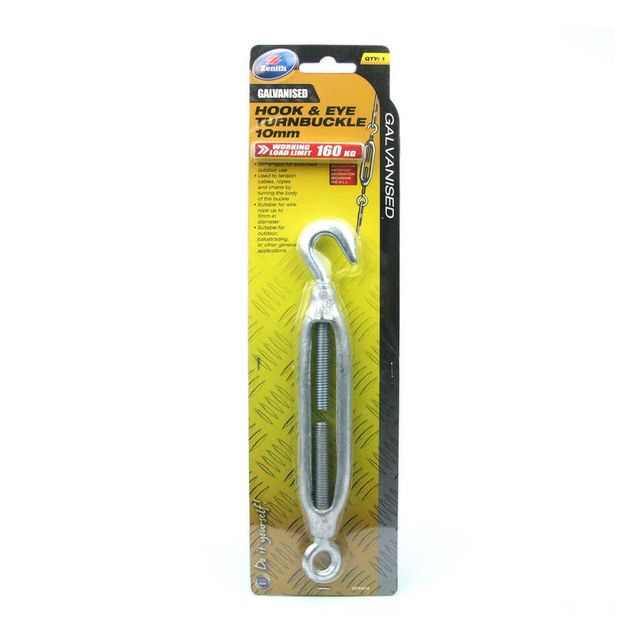 Zenith Hook & Eye Turnbuckle Galvanised 10mm - 1 Pack