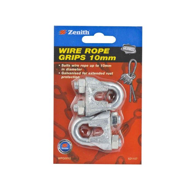 Zenith Wire Rope Grip Zinc Plated 10mm - 2 Pack
