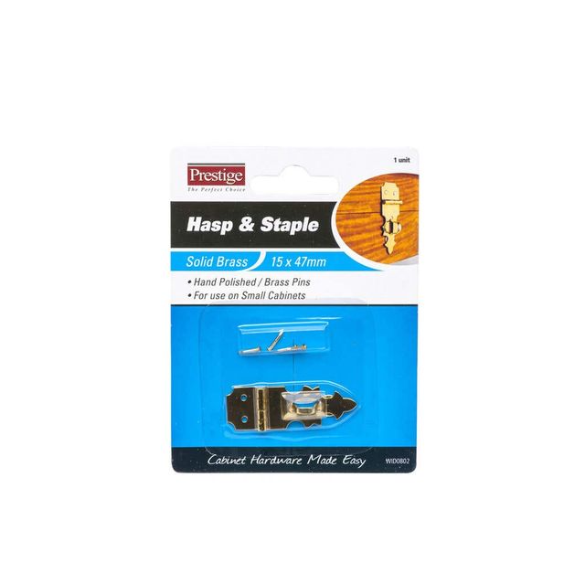 Prestige Hasp & Staple Polished Brass 47 x 15mm - 1 Pack