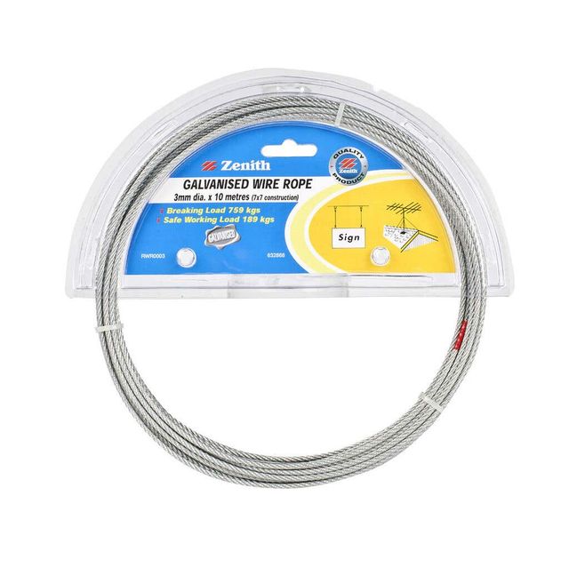 Zenith Wire Rope Galvanised 3mm x 10m - 1 Pack