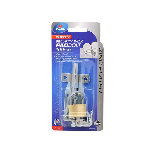 Zenith Single Eye Padbolt With Padlock 30mm - 1 Pack