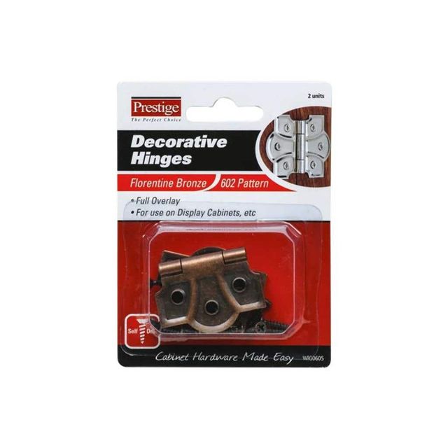 Prestige Decorative Hinges Butt Fancy Florentine Bronze 602 - 2 Pack