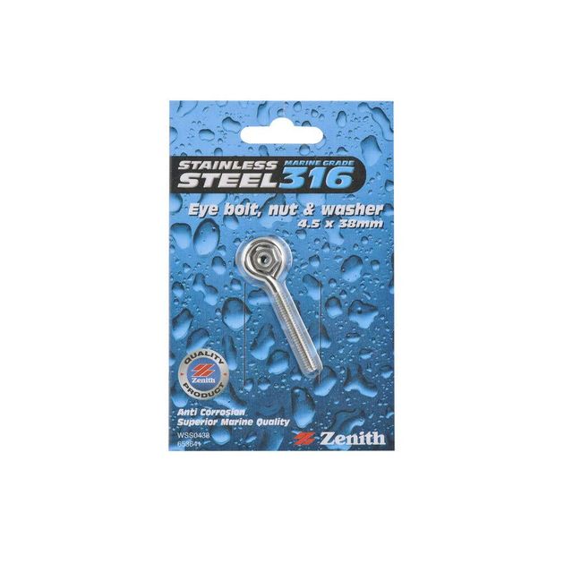Zenith Eye Bolt Stainless Steel 57 x 10mm x 3/16" - 1 Pack