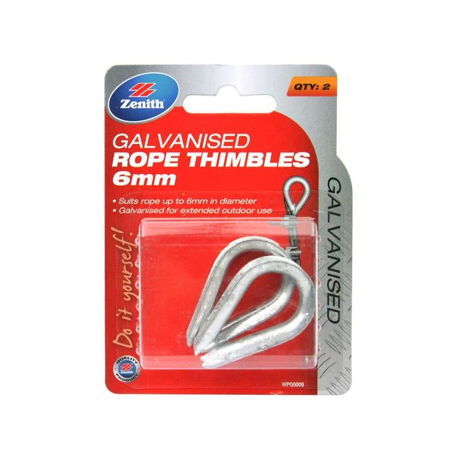 Zenith Rope Thimbles Galvanised 6mm - 2 Pack