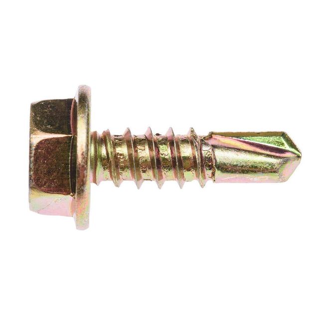 Zenith Metal Screws Hex Head Gold Passivated 10G x 16mm - 50 Pack