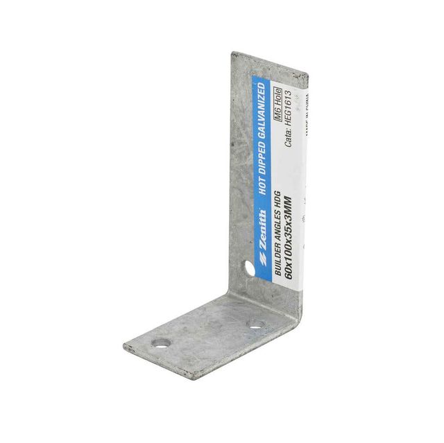 Zenith Builders Angle Bracket Galvanised 60 x 100 x 35 x 3mm - 1 Pack