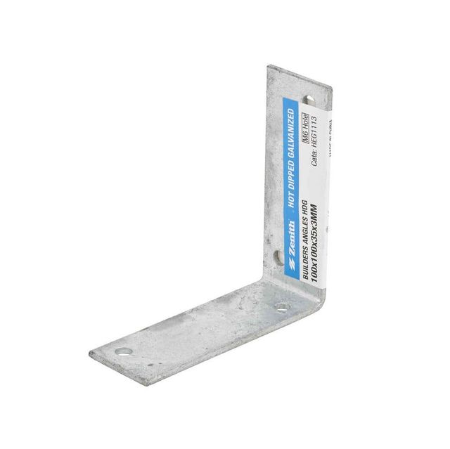 Zenith Builders Angle Bracket Galvanised 100 x 100 x 35 x 3mm - 1 Pack
