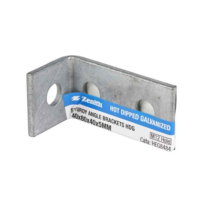 Zenith Sturdy Angle Bracket Galvanised 40 x 80 x 40 x 5mm - 1 Pack