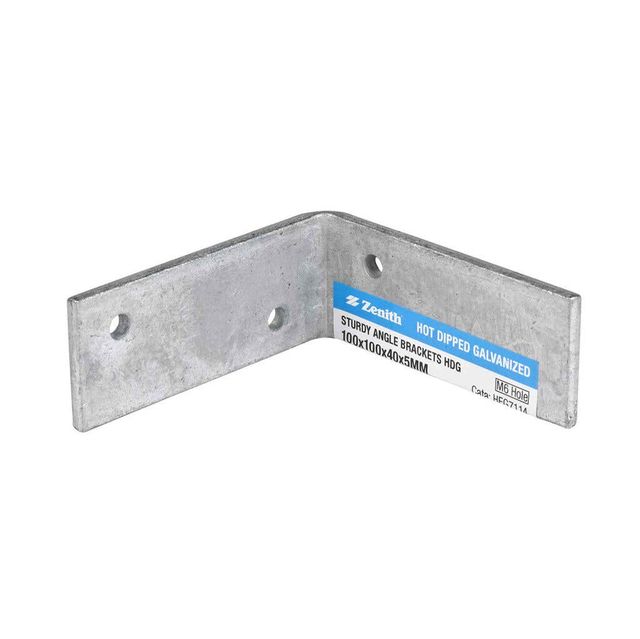 Zenith Sturdy Angle Bracket Galvanised 100 x 100 x 40 x 5mm - 1 Pack